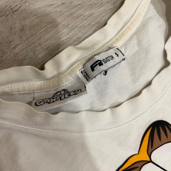 T-Shirt Crop top with Garfield Cat Blue White - Picture 2 of 4